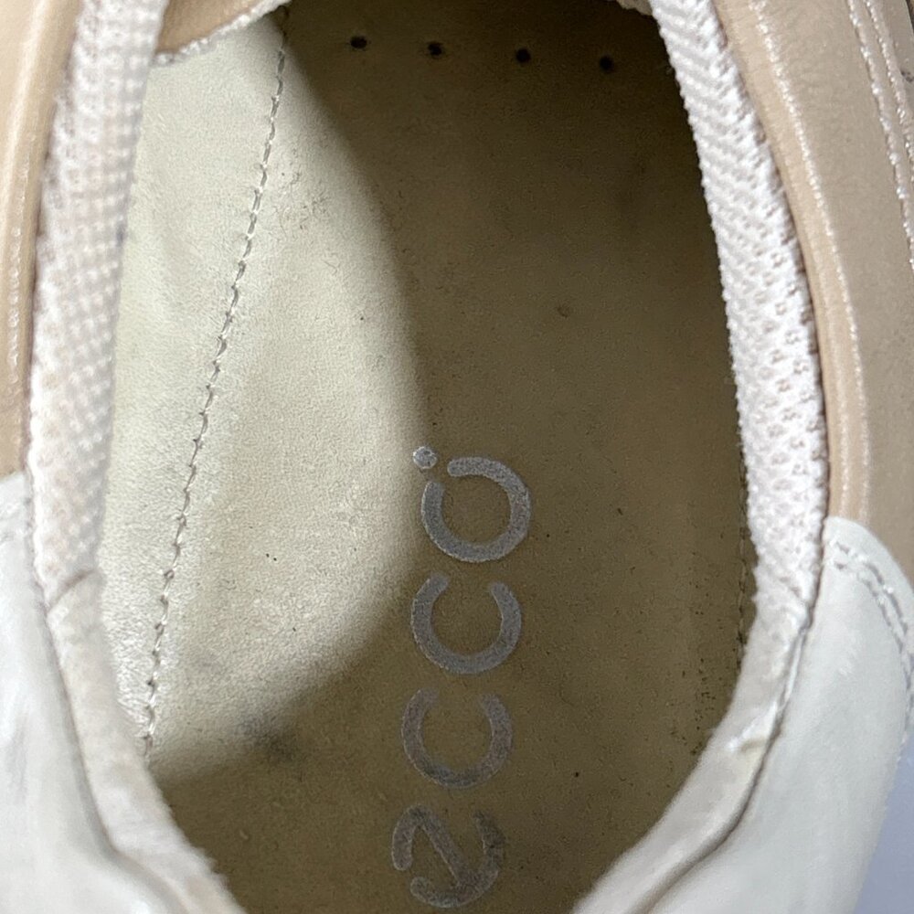 ECCO Womens Casual Suede Leather Sneakers Size 9.5 EU 40 Arch Support Lace Beige - Picture 12 of 13